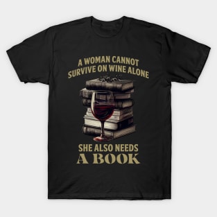 Wine Drinker Book Lover T-Shirt